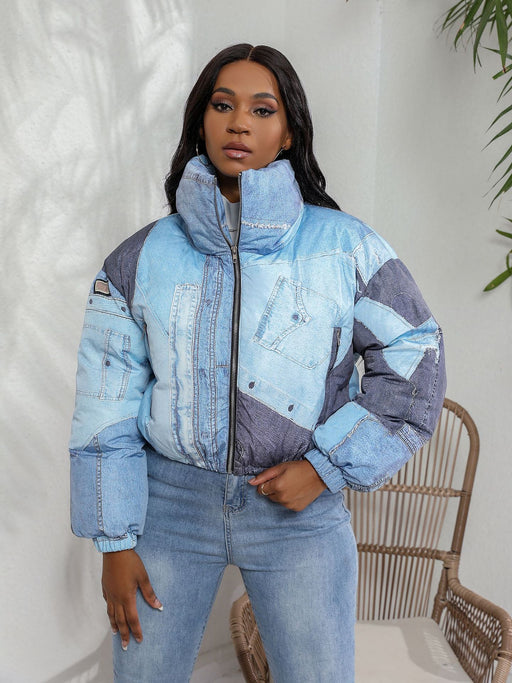 Color-Women Clothing Source Women Jacket Denim Printing Cotton Coat Jacket-Fancey Boutique