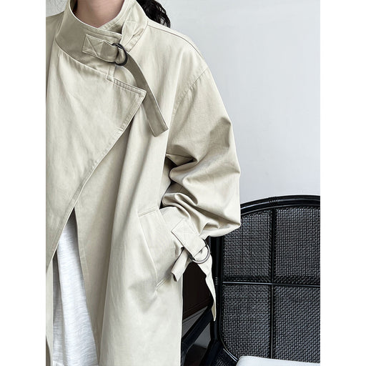 Color-Autumn High Grade British Minimalist Static Luxury Mid Length over the Knee Trench Coat Women-Fancey Boutique