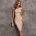 Color-Women Sexy Sleeveless Bandage Dress Elegant off Shoulder Gold Thread Party Dress Dress-Fancey Boutique