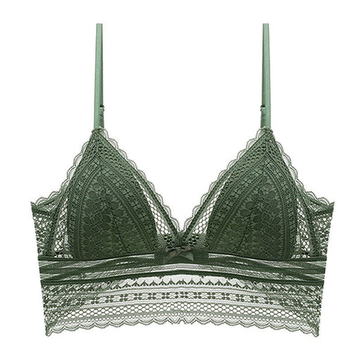 Color-Green-Lace Sexy U Shaped Bare Back Underwear Women Ultra Thin Wireless Triangle Cup Bra-Fancey Boutique