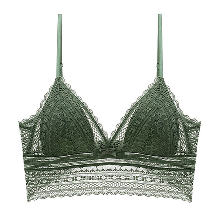 Color-Green-Lace Sexy U Shaped Bare Back Underwear Women Ultra Thin Wireless Triangle Cup Bra-Fancey Boutique