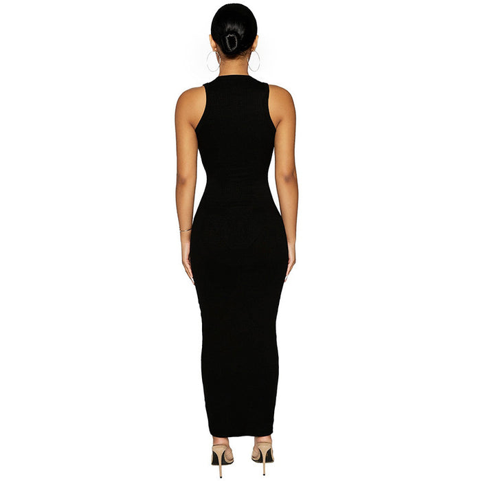 Color-Women round Neck Sleeveless Elegant Slim Sheath Dress-Fancey Boutique