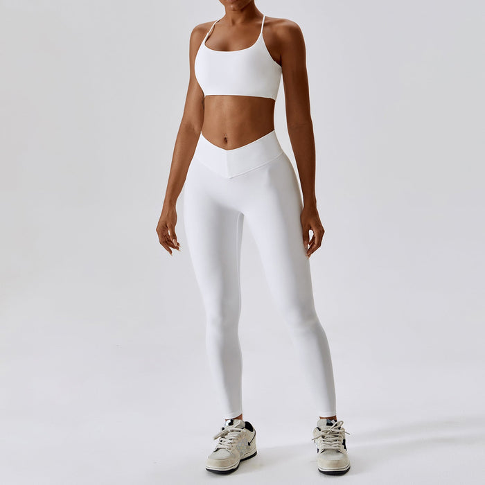 Color-Spaghetti Strap Bra Pants Swan White-Sexy Beauty Back Yoga Clothes Outer Wear Pilates Running Fitness Exercise Yoga Suit Women-Fancey Boutique