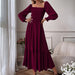 Color-Autumn Winter Long Sleeve Ruffled High Waist Pullover Tight Dress-Fancey Boutique