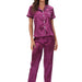 Color-Purple-Satin Suit Two Piece Home Wear Pajamas Women-Fancey Boutique