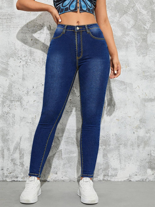 Color-Women Clothing Slim Fit Women Jeans High Waist Slim Fit Pencil Trousers-Fancey Boutique