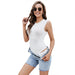 Color-White-Summer Solid Color Bodysuit round Neck Short Sleeve Pullover Bottoming Shirt Simple Casual Slimming Slim Fit Siamese Shirt-Fancey Boutique