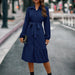 Color-Women Clothing Belted Ruffle Shirt Dress-Fancey Boutique