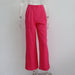 Color-Coral Red-Spring Autumn Office Work Pant Women Casual High Waist Figure Flattering Straight Leg Pants-Fancey Boutique