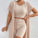 Color-Fashionable Casual Figure Flattering Women Vest Shorts Cloak Three Piece Suit-Fancey Boutique