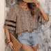 Color-Summer Women Clothing Half Sleeve Gauze Stitching Leopard Print Shirt Women-Fancey Boutique