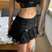 Color-Dark Girl Bow Lace Stitching Cross Lace Pleated Skirt Sexy Dance Thin Looking Cool Skirt-Fancey Boutique