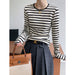 Color-Spring Striped Long Sleeved shirt Women Slim Fit Slimming Inner Bottoming Shirt Top-Fancey Boutique