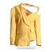 Color-Yellow-One Shoulder Blazer for Women Loose Casual Korean Office Lace up Waist Controlled Blazer for Women-Fancey Boutique