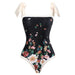 Color-Flowers-Women Retro Swimsuit Conservative One Piece Spring Swimsuit Suit Women Chiffon Blouse-Fancey Boutique