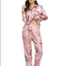 Color-Pink Crane-Home Wear Suit Pajamas Women Satin Cardigan Long Sleeve Long Sleeve Autumn-Fancey Boutique