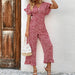 Color-Summer Women Red Printed Jumpsuit-Fancey Boutique