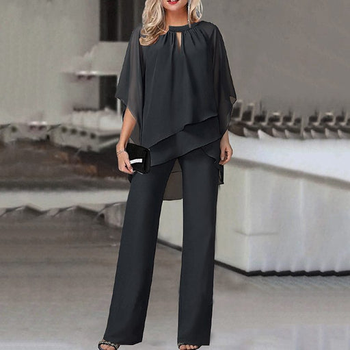 Color-Black-Women Clothing Solid Color Loose Casual Irregular Asymmetric Suit-Fancey Boutique