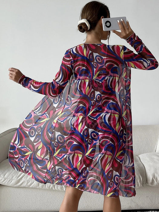 Color-Swimsuit Women Split Three Piece Suit High Waist Long Sleeves Blouse Internet Celebrity Drawstring Suit-Fancey Boutique