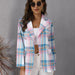 Color-Blazer Autumn Women Clothing Color Plaid Printed Long Sleeve Coat-Fancey Boutique