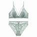 Color-Green-Lace Sexy Criss Cross Sling Thin Underwear No Steel Ring Breathable Bra Set-Fancey Boutique