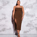 Color-Plus Size Women Clothes Sexy Backless Slit Tight Waist Sheath Solid Color Cami Dress-Fancey Boutique