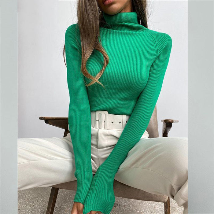 Color-Autumn Winter Autumn Sweater Slim Fit Tight Turtleneck Long Sleeve Bottoming Shirt Women Autumn Winter Knitwear-Fancey Boutique