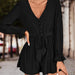 Color-Black-Women Clothing Popular V neck Long Sleeve Loose Jumpsuit-Fancey Boutique