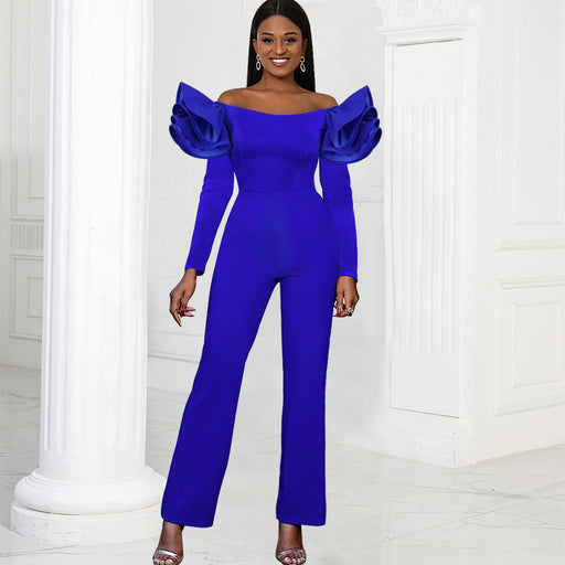 Color-Autumn off Shoulder Elegant Jumpsuit Office Long Sleeve Women Jumpsuits-Fancey Boutique