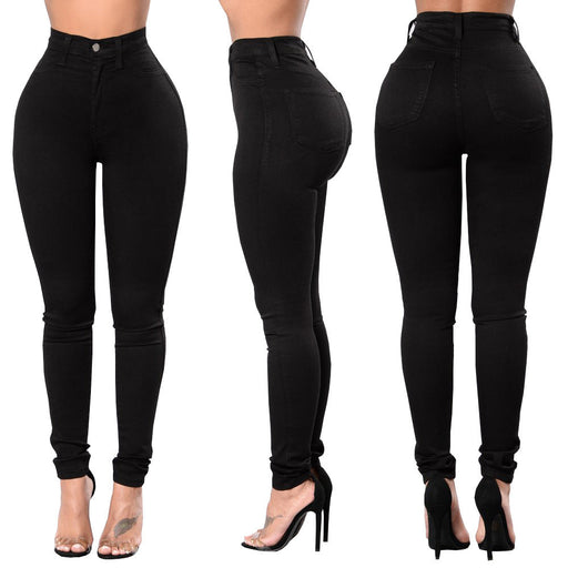 Color-Black-Spring Women Wear High Waist High Elasticity Slim Fitting Ankle Tied Pen Holder Women Jeans-Fancey Boutique