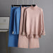 Color-Autumn Winter Knitting Suit Women Trendy Semi-High Collar Sweater Thickened Outer Wear Loose two piece set-Fancey Boutique