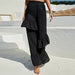 Color-Summer Women Clothing Beach Vacation Solid Color Ruffles Stitching Wide Leg Pants-Fancey Boutique