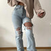 Color-K3000-Large Ripped Casual Loose Fashion Denim Series-Fancey Boutique
