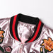 Color-Niche Street Autumn Embroidered Floral Color Contrast Short Varsity Jacket Women-Fancey Boutique