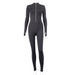 Color-Black-Trousers Women Clothing Solid Color High Waist Slim Long Sleeve Zipped Stand Collar Jumpsuit-Fancey Boutique