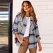 Color-Shirt Women Spring Casual Cardigan Coat Long Sleeve Plaid Shirt-Fancey Boutique