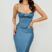 Color-Blue-Party Boning Corset Corset Solid Color Sexy Satin Elegant Mid Length Dress for Women-Fancey Boutique