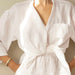 Color-Spring Cotton Linen Solid Color 7 Point Sleeve Shorts Cool Women Pajamas Set Outerwear Homewear Women-Fancey Boutique
