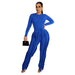 Color-Blue-Women Clothing Suit Tassel Lace Jumpsuit Two Piece Set Solid Color Sports Autumn Winter-Fancey Boutique