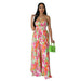 Color-Orange-Women Summer Sexy Backless Print Wide Leg Jumpsuit Women-Fancey Boutique