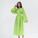 Color-Green-Vacation Casual Waist Tight Lace up Cotton Linen Dress Women Summer Loose Solid Color A Line Robe Dress-Fancey Boutique