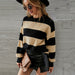 Color-Winter Striped Personality plus Size Pullover Slimming Knitwear Sweater Bottoming Shirt Women-Fancey Boutique