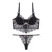 Color-Black1-Eyelash Lace Underwear Women Big Chest Small Push up Nipple Coverage Sexy Bra Set-Fancey Boutique