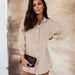 Color-Summer Women Button Cardigan Long Sleeve Shirt Breathable Shorts Casual Set-Fancey Boutique