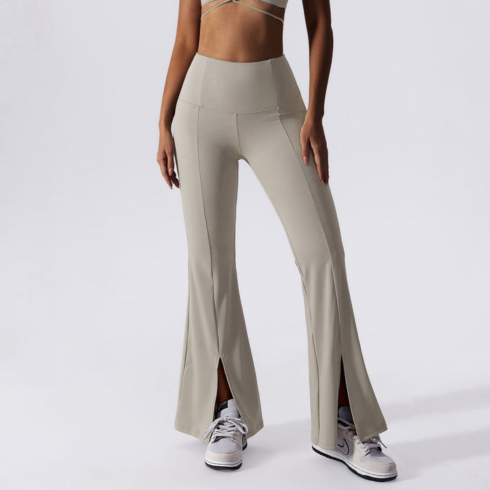 Color-Camel Brown-Nude Wide Leg Yoga Pants Hip Lifting High Waist Sports Fitness Pants Dance Casual Flared Pants-Fancey Boutique