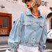 Color-Women Clothing Casual Street Hipster Loose All Matching Short Denim Jacket-Fancey Boutique