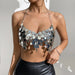 Color-Silver-Nightclub Sexy Sequ Backless Chain Women Vest-Fancey Boutique