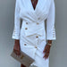 Color-White-Suit Collar Slim Slimming Double Row Button-Fancey Boutique