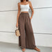 Color-Khaki-Women Clothing Summer Solid Color Flared Wide Leg Pants-Fancey Boutique