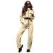 Color-Apricot-Autumn Winter Solid Color Zipper Double Bag Drawstring Long Sleeve Top Casual Trousers Suit Women-Fancey Boutique
